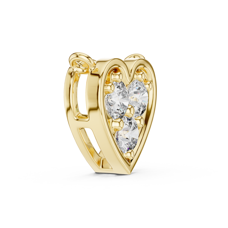 Three-Stone Heart Cluster Lab Grown Diamond Sliding Pendant