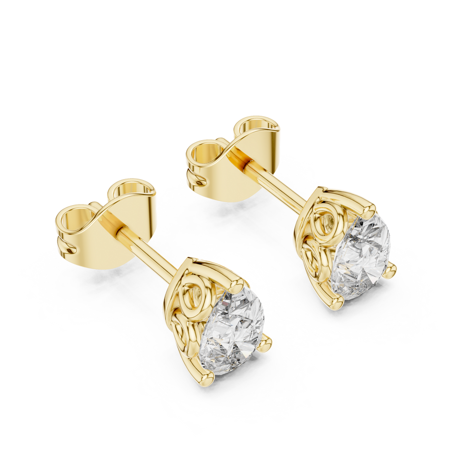 0.50 Ct Pear Solitaire Filigree Basket Lab Grown Diamond Earring