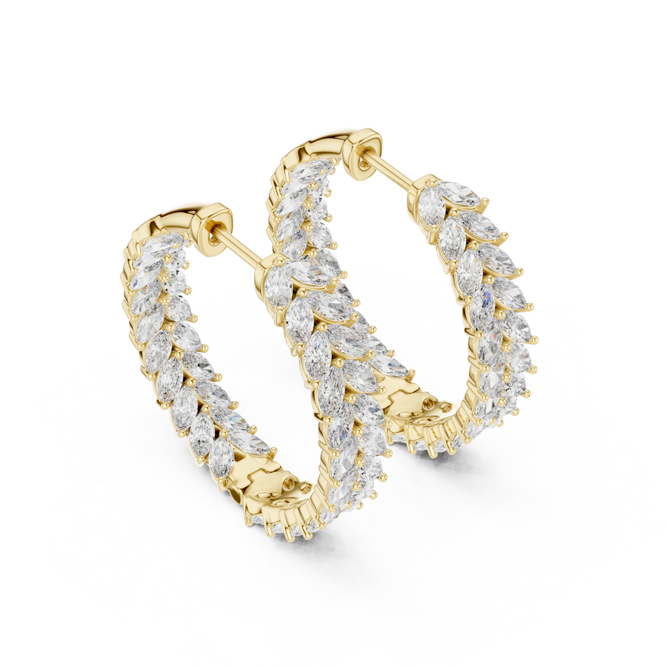 Marquise Prong Set Lab Grown Diamond Hoop Earring