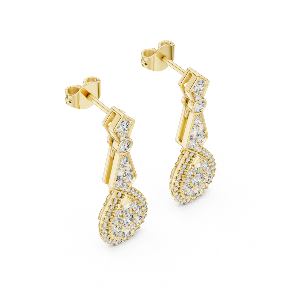 Round-Baguette Pear Cluster Drop Lab Grown Diamond Earring