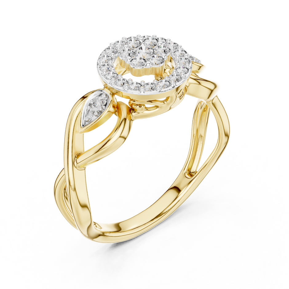 Halo Cluster Swirl Lab Grown Diamond Ring