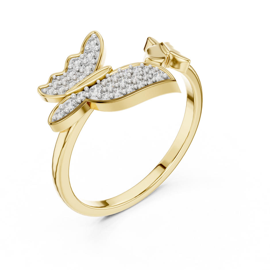 Butterfly Motif Pave Lab Grown Diamond Ring