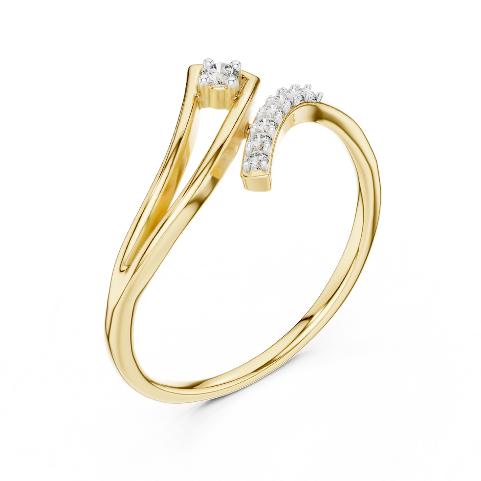 Bypass Asymmetric Pave Set Lab Grown Diamond Ring
