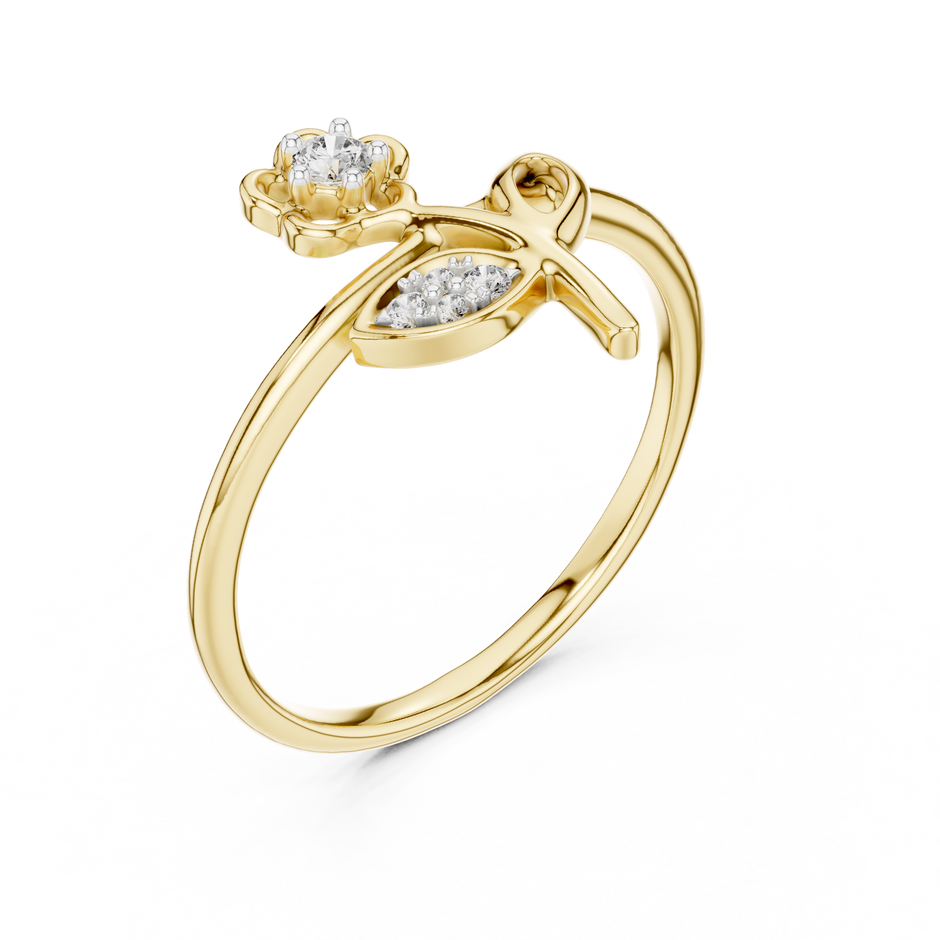 Botanical Blossom Leaf Pave Set Lab Grown Diamond Ring