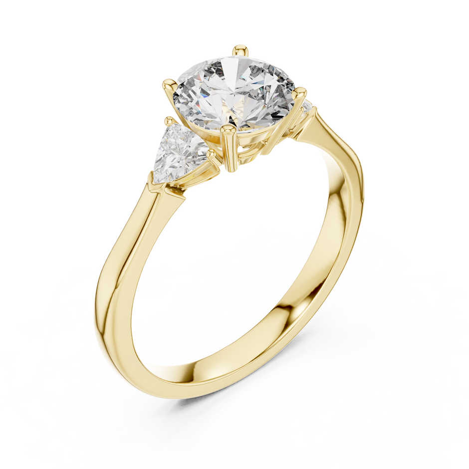 1.00 Ct Round-Trillion Cut Three-Stone Lab Grown Diamond Solitaire Ring