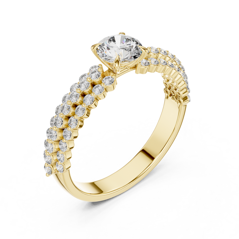 0.50ct Round Cut Lab-Grown Diamond Triple-Row Pavé Engagement Ring