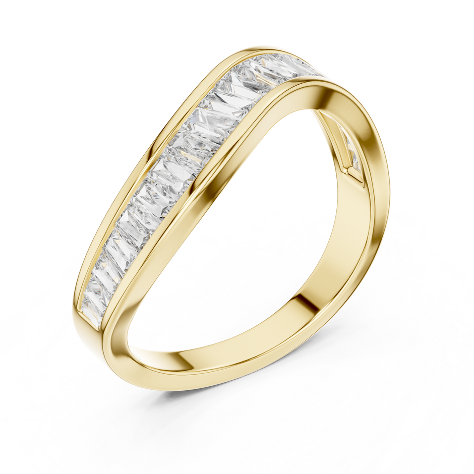 Baguette Cut Lab-Grown Diamond Curved Channel-Set Band Ring