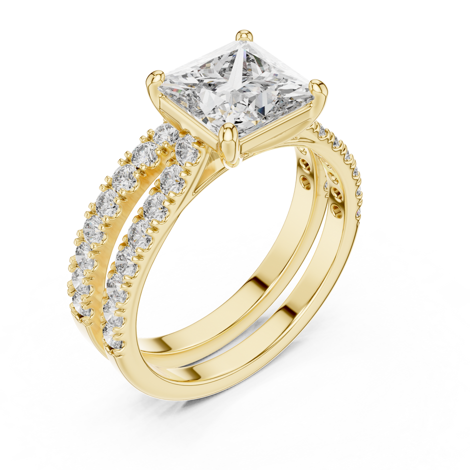 1.60ct Princess Cut Lab-Grown Diamond Engagement Ring and Matching Band Bridal Set