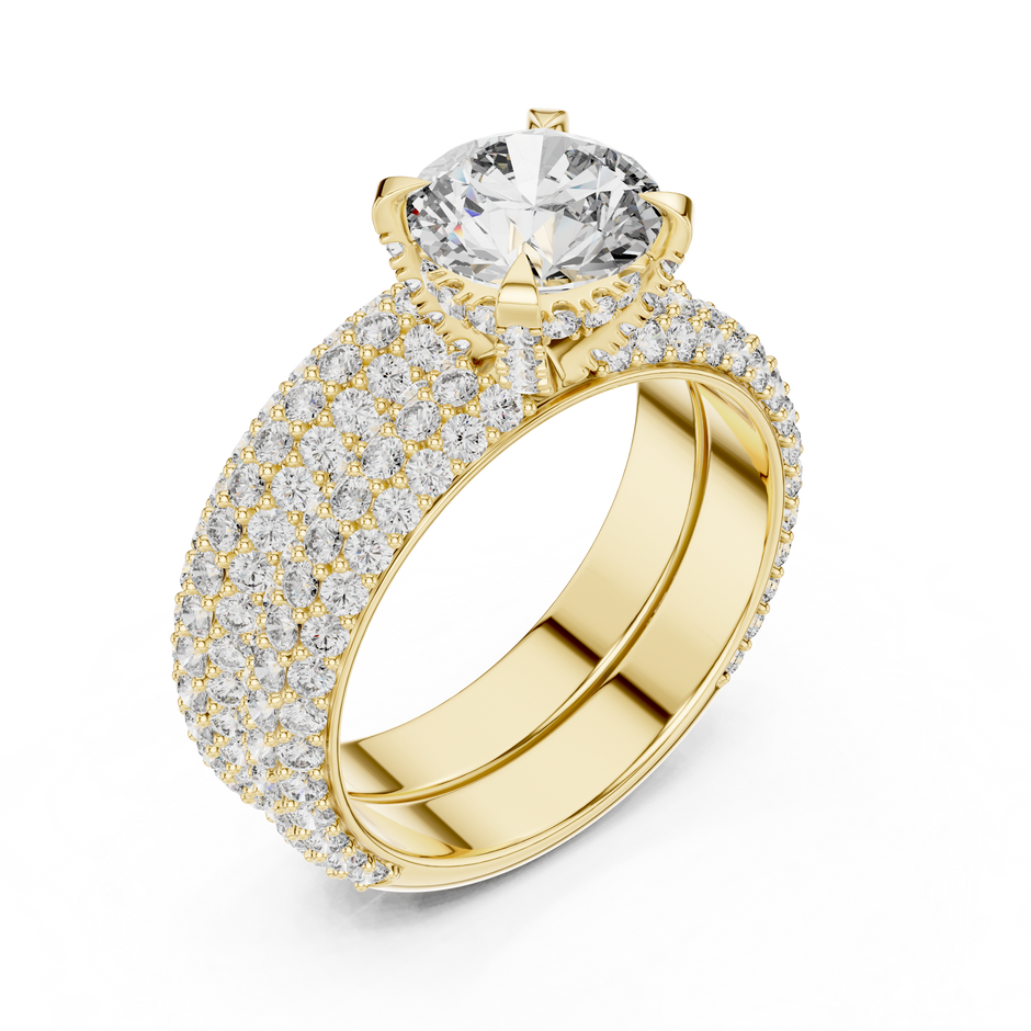 1.50ct Round Cut Lab-Grown Diamond Multi-Row Pavé Bridal Set