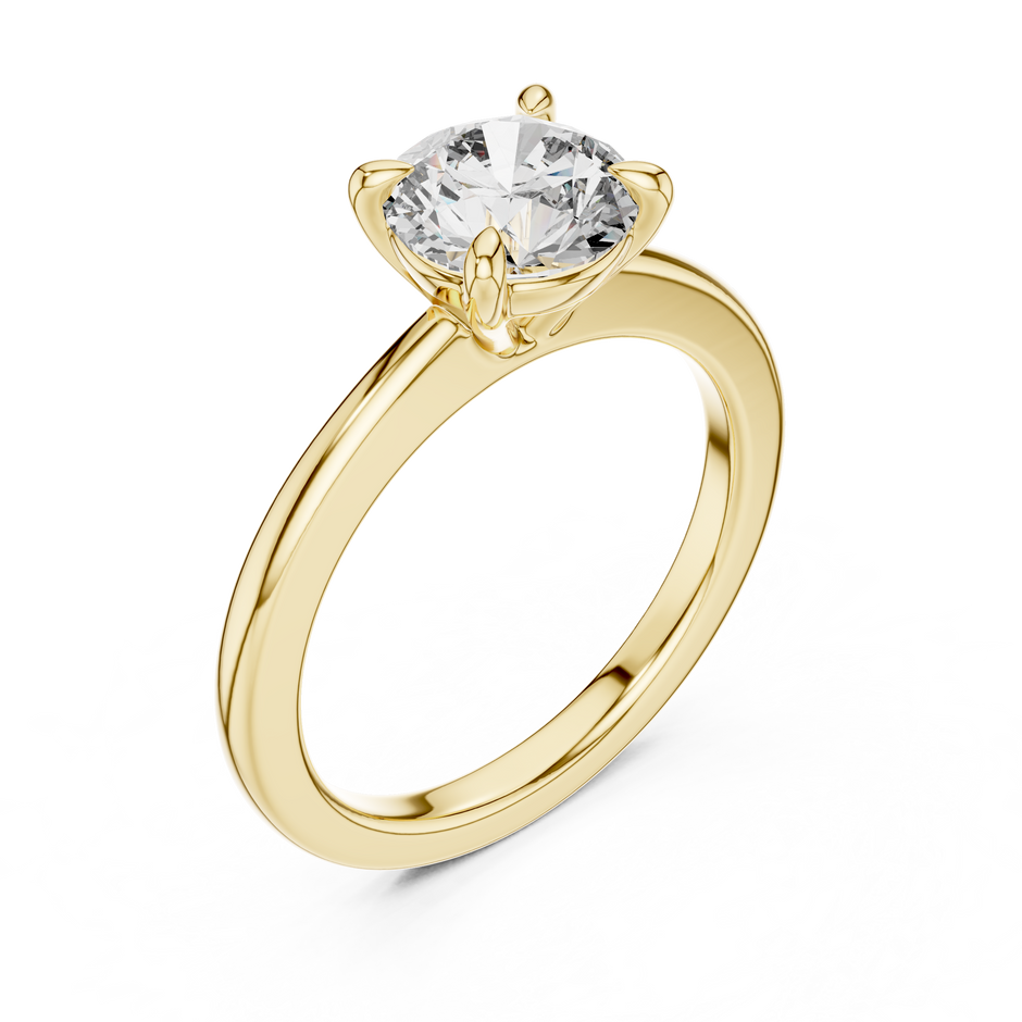 1.5ct Round Cut Lab-Grown Diamond Solitaire Engagement Ring with Plain Band