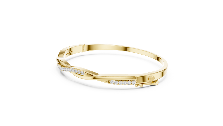 Twisted Crossover Lab Grown Diamond Hinged Bangle Bracelet.