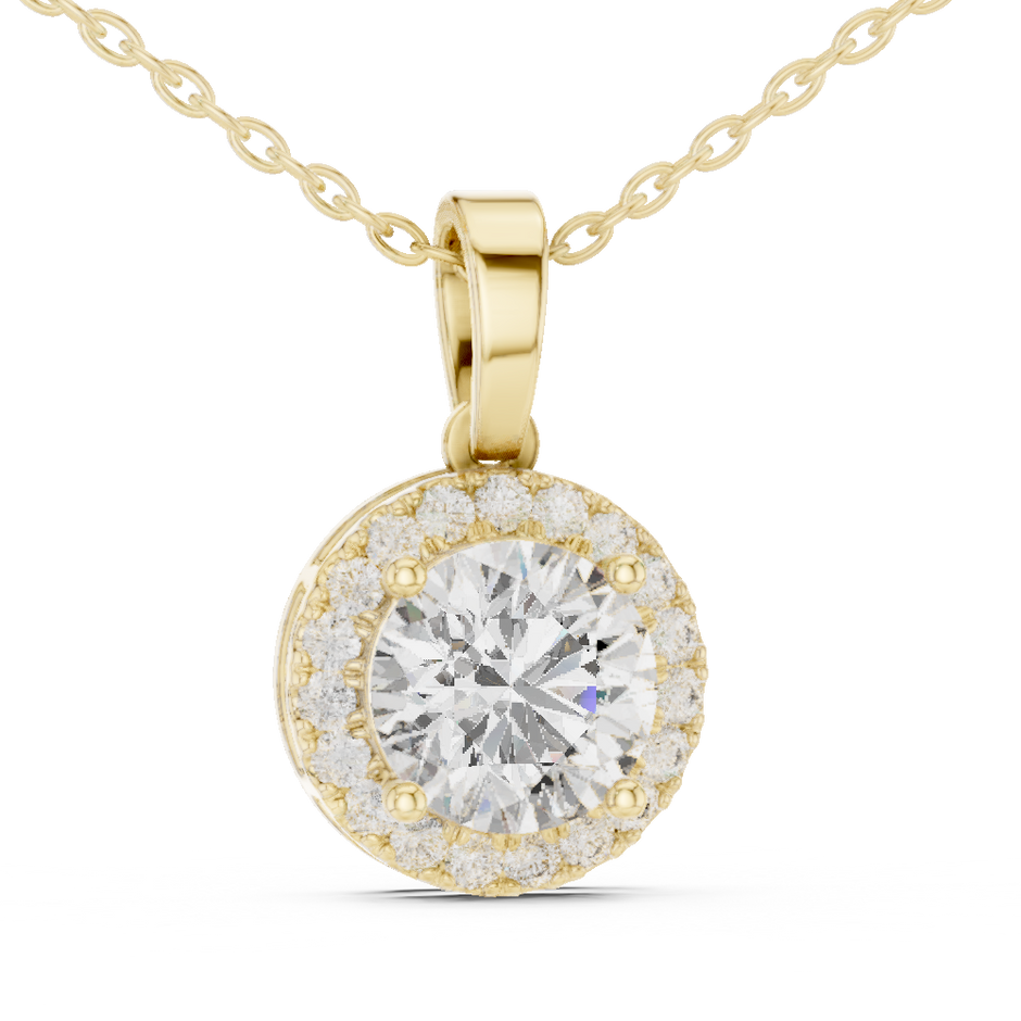 Round 2.1 Ct Lab Grown Diamond Halo Pendant