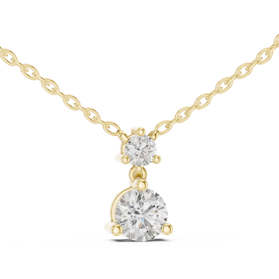 Two-Stone Graduated Round Lab Grown Diamond Drop Pendant