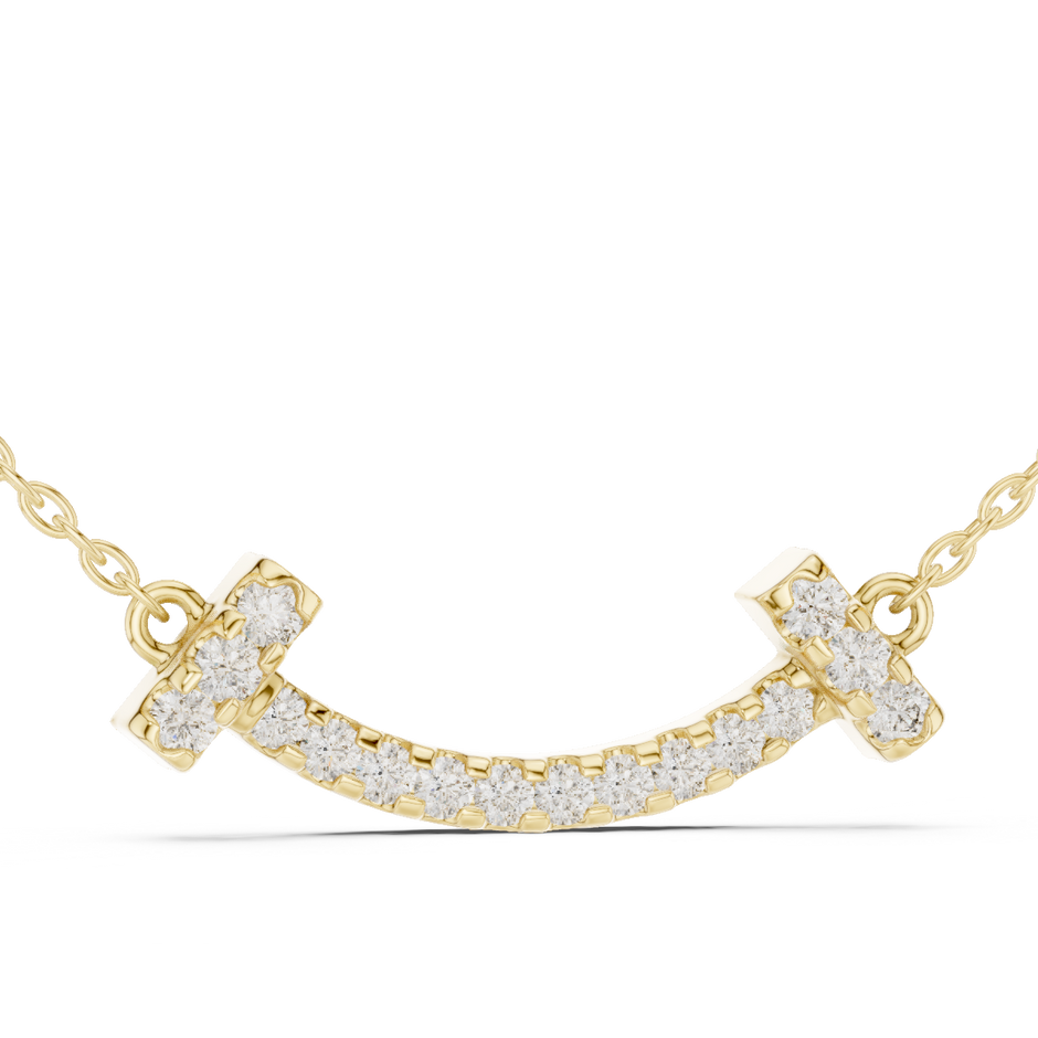 Curved Smile Pave Lab Grown Diamond Bar Pendant