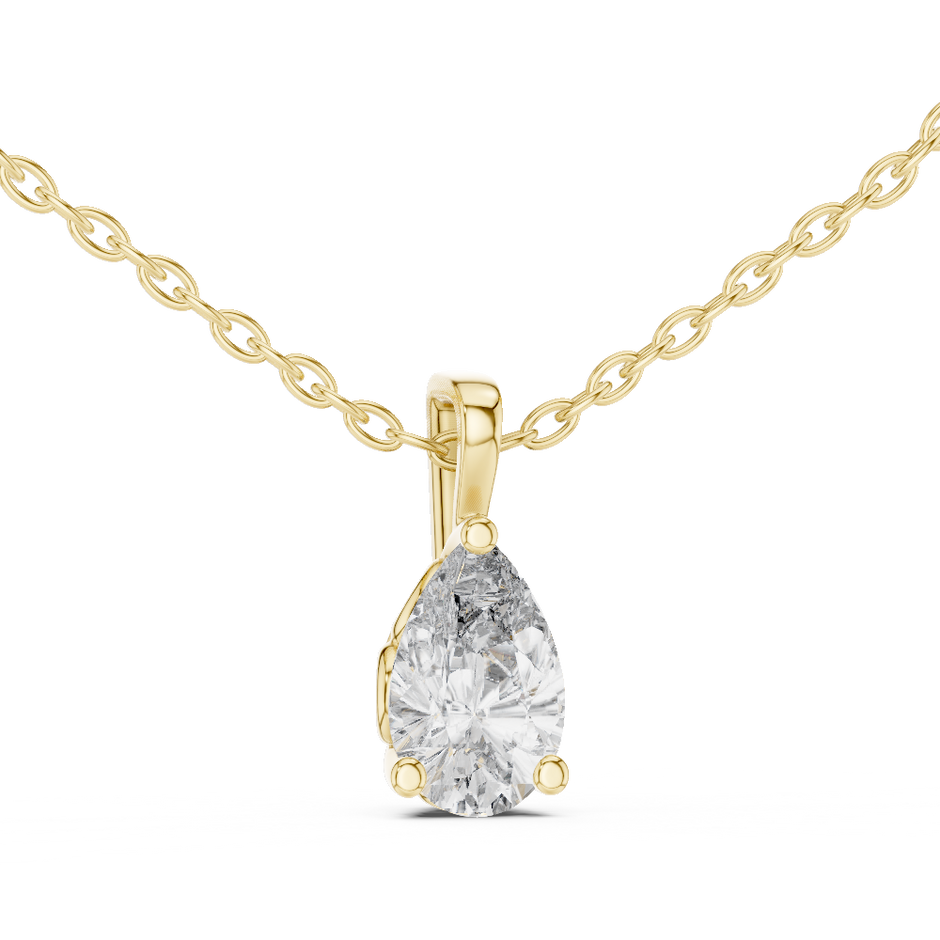 Pear Cut Lab Grown Diamond Solitaire Drop Pendant