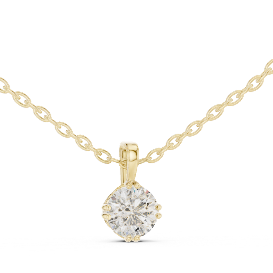 0.50 Ct Round Cut Lab Grown Diamond Double-Claw Solitaire Pendant