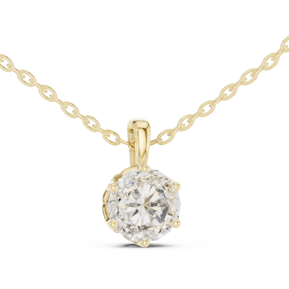 6-Prong Round Lab Grown Diamond Solitaire Drop Pendant