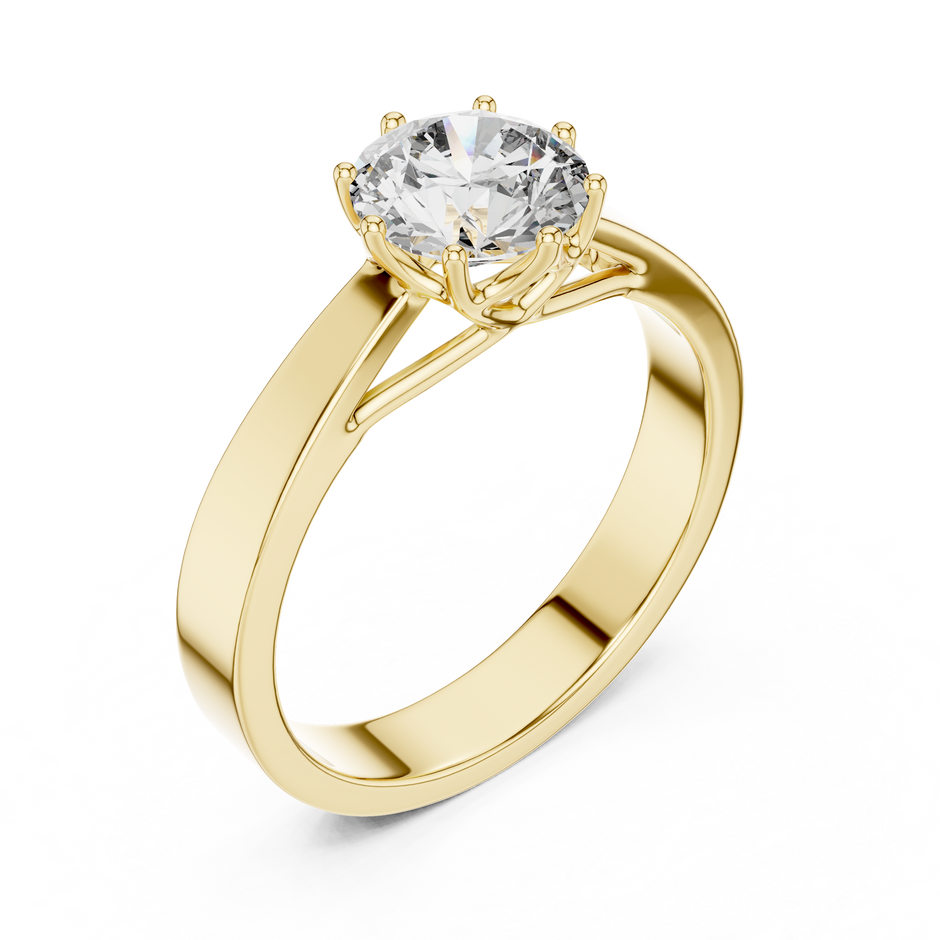 Classic Six-Prong 1ct Round Cut Lab Grown Diamond Solitaire Engagement Ring