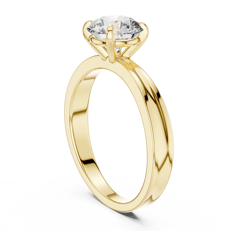 1ct Round Cut Lab Grown Diamond Solitaire Wide Band Engagement Ring
