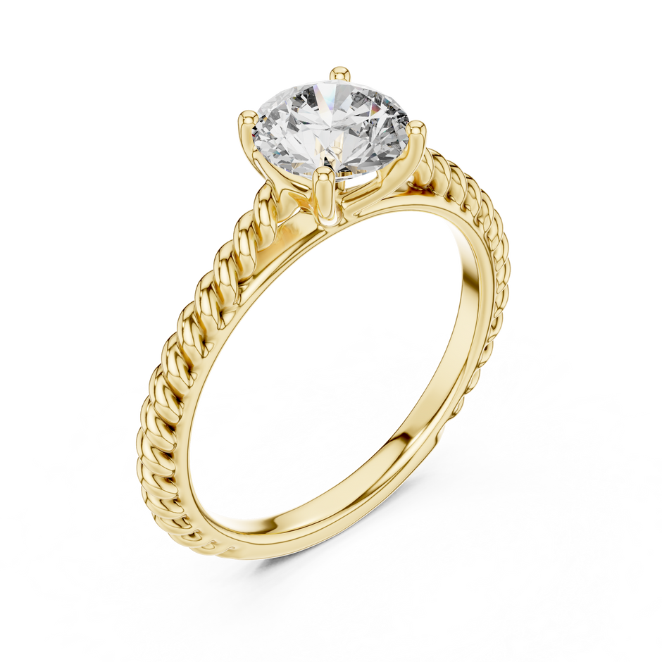 Vintage Twisted Rope Band Round Cut Lab Grown Diamond Solitaire Engagement Ring