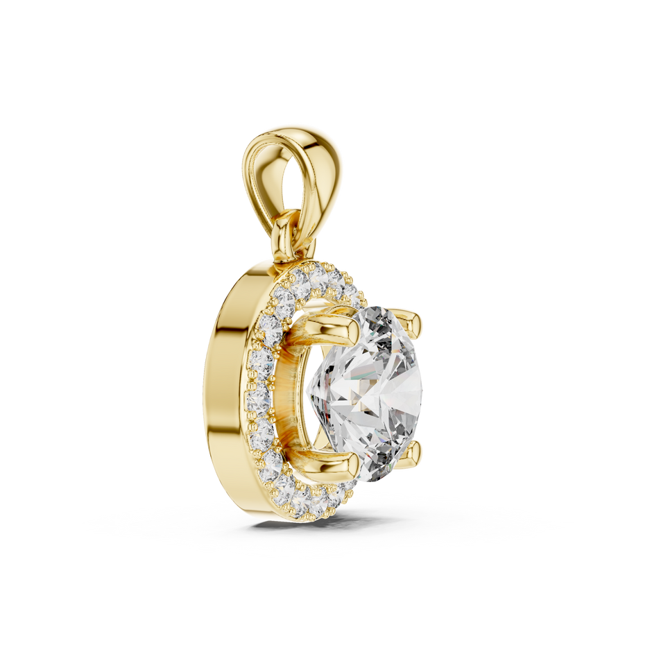 1ct Round Cut Lab Grown Diamond Solitaire Halo Pendant
