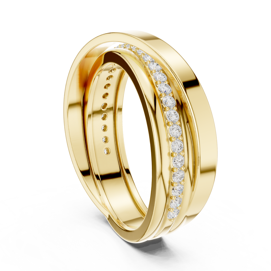 Crossover Wave Pave Round Shape Lab Grown Diamond Ring