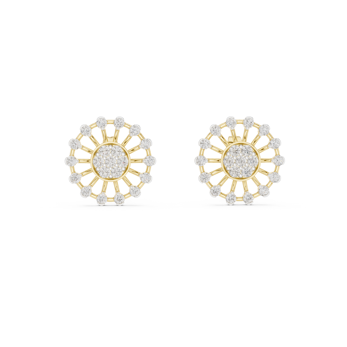 Round Cluster Sunburst Lab Grown Diamond Earring