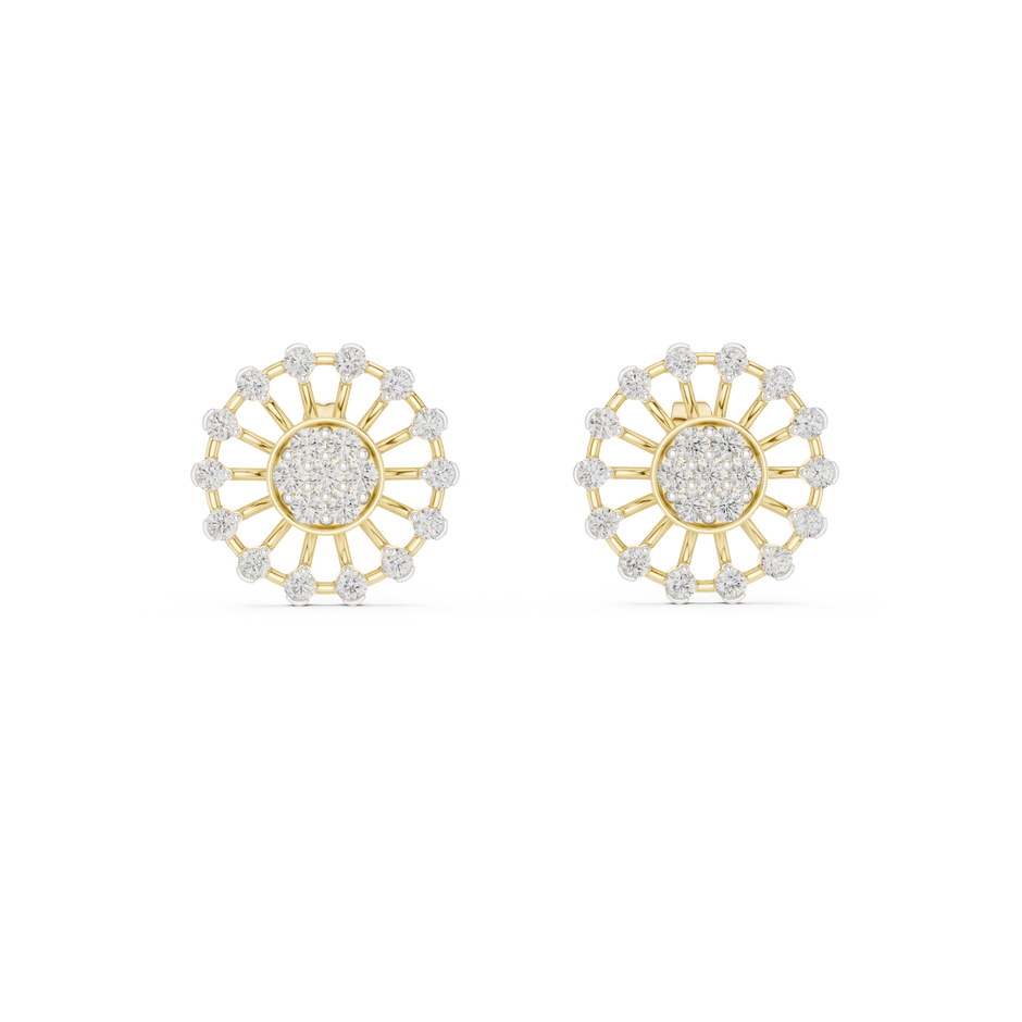 Round Cluster Sunburst Lab Grown Diamond Earring