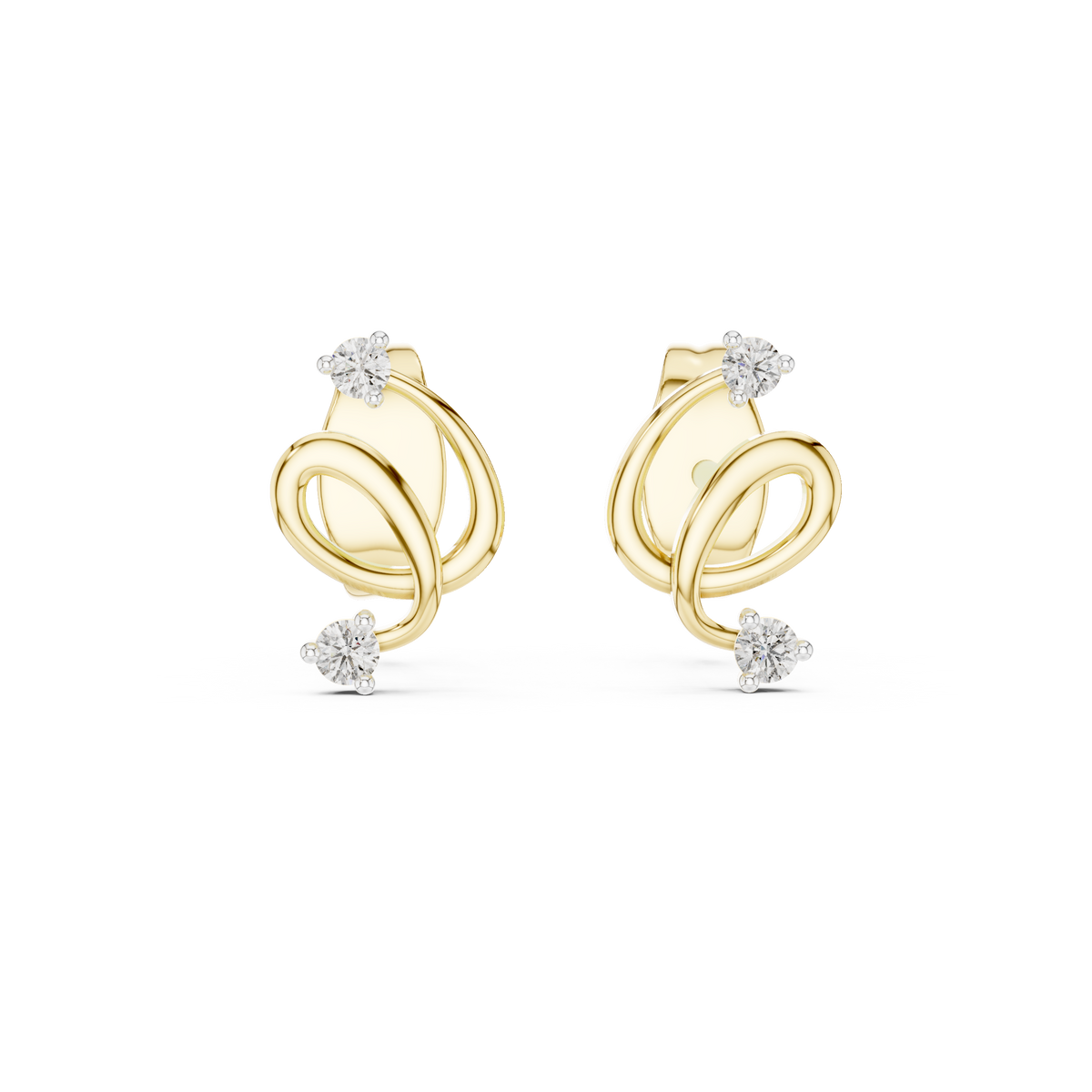 Round Cut Swirl Stud Lab Grown Diamond Earring