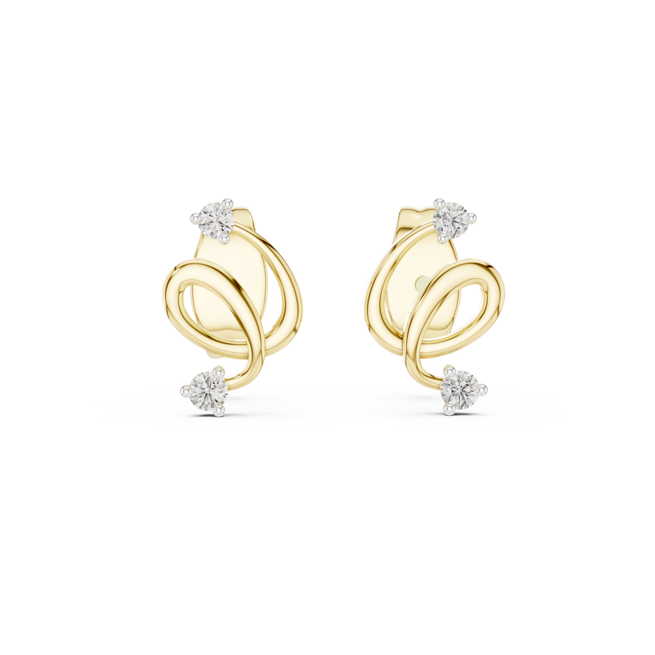 Round Cut Swirl Stud Lab Grown Diamond Earring