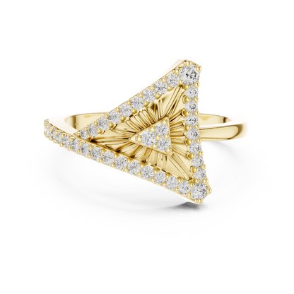 Triangular Sunburst Pave Lab Grown Diamond Cocktail Ring