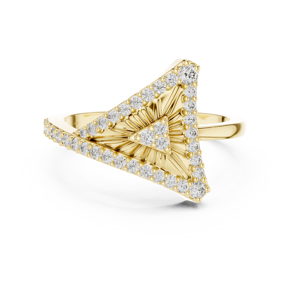 Triangular Sunburst Pave Lab Grown Diamond Cocktail Ring