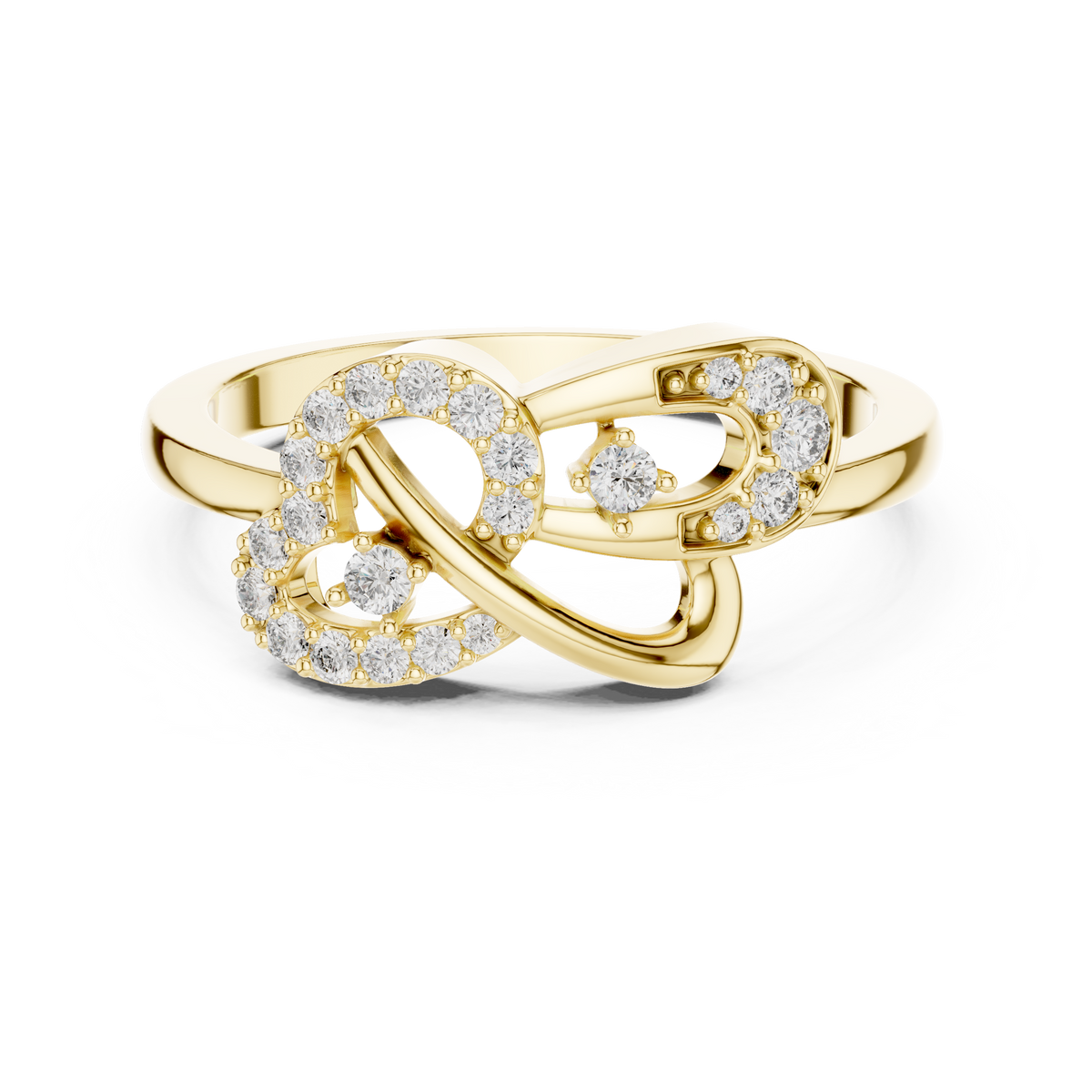 Interlocking Heart Pave Lab Grown Diamond Ring