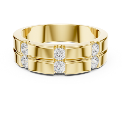 Three Station Six Stone Channel Set Round Lab Grown Diamond Ring