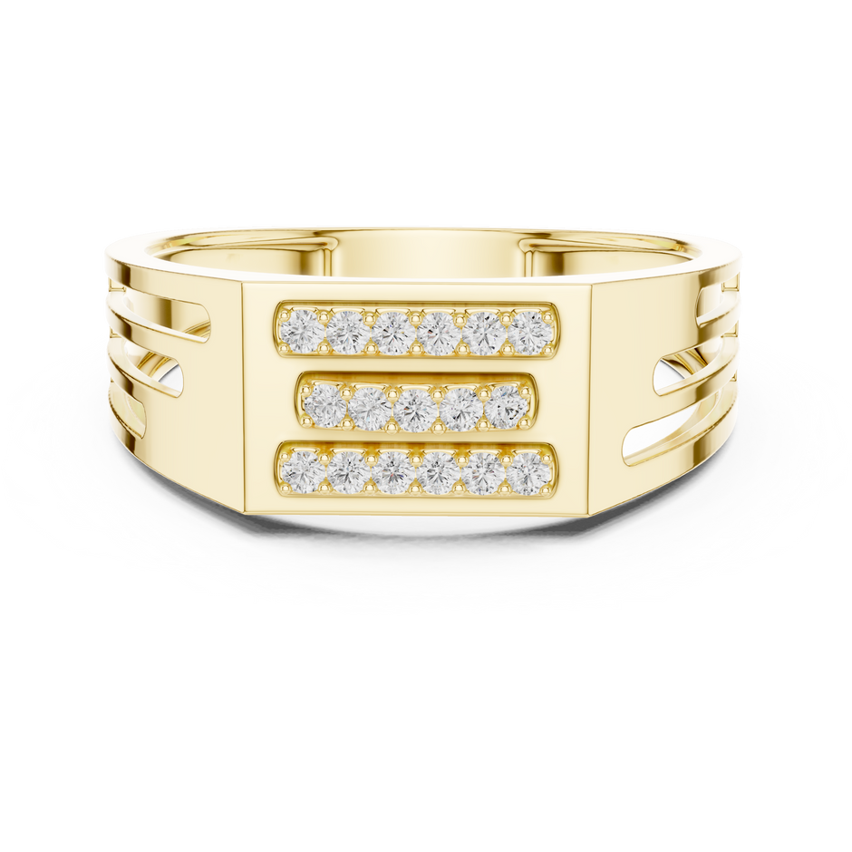 Triple Horizontal Pave Bar Slotted Shoulder Lab Grown Diamond Ring