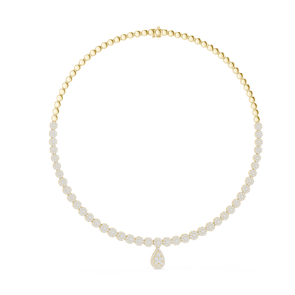 Round Lab Grown Diamond Cluster Station & Pear Drop Necklace