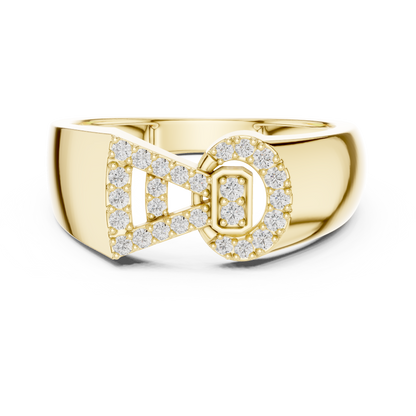 Geometric Bowtie Key Motif Pave Lab Grown Diamond Ring