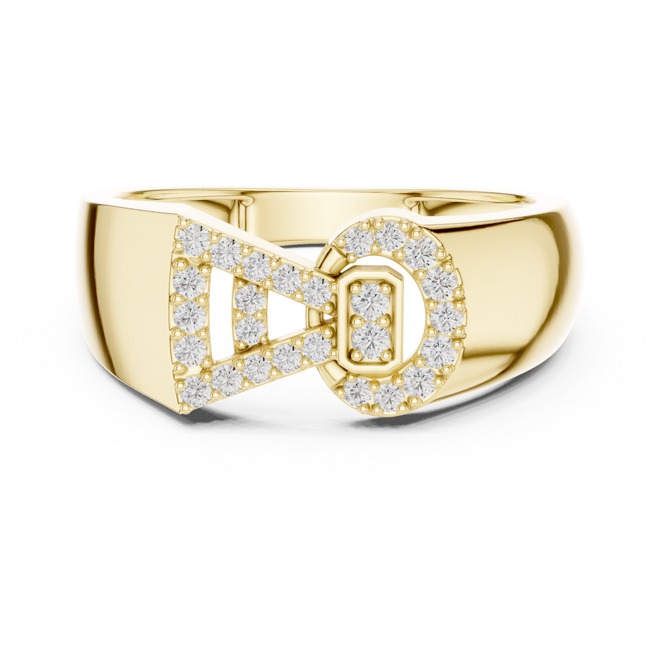 Geometric Bowtie Key Motif Pave Lab Grown Diamond Ring