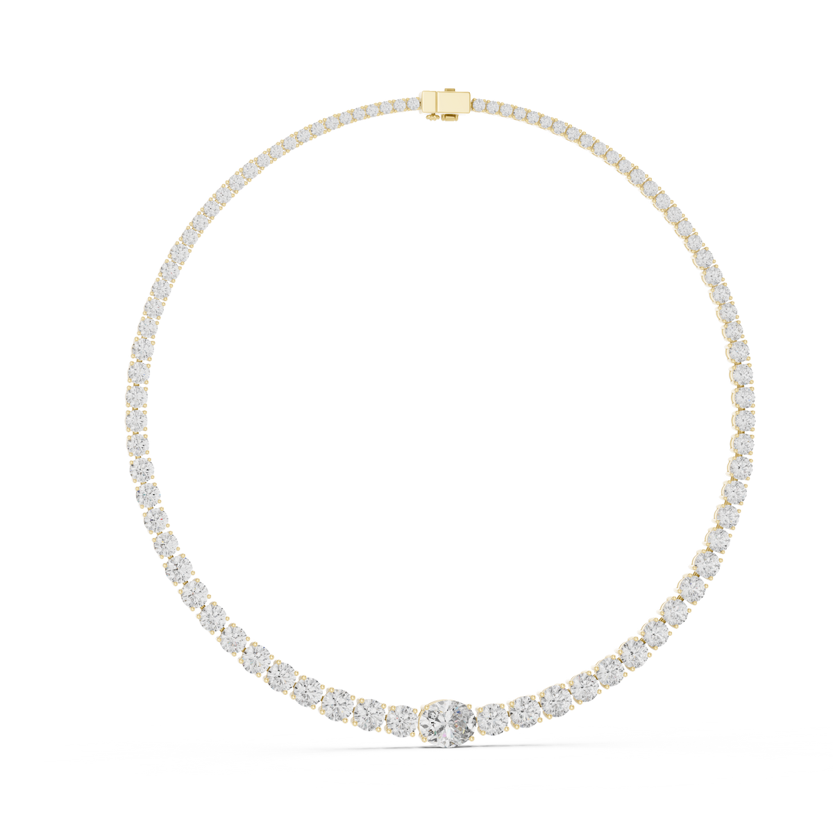 Graduated Oval Center & Round Lab Grown Diamond Riviera Necklace