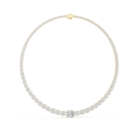 Graduated Oval Center & Round Lab Grown Diamond Riviera Necklace