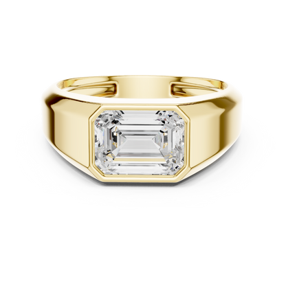 East West Bezel Set Emerald Shape 1.80 Ct Lab Grown Diamond Solitaire Ring