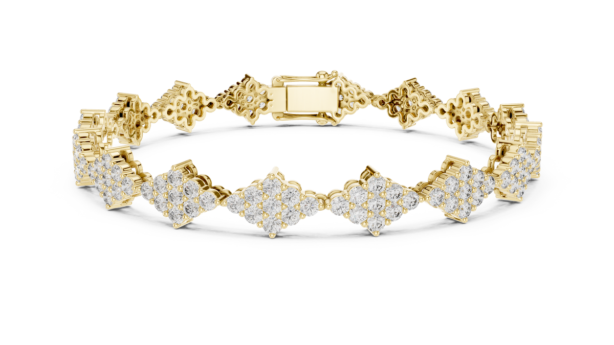 Diamond Cluster Motif Lab Grown Diamond Tennis Bracelet