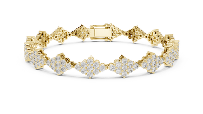 Diamond Cluster Motif Lab Grown Diamond Tennis Bracelet