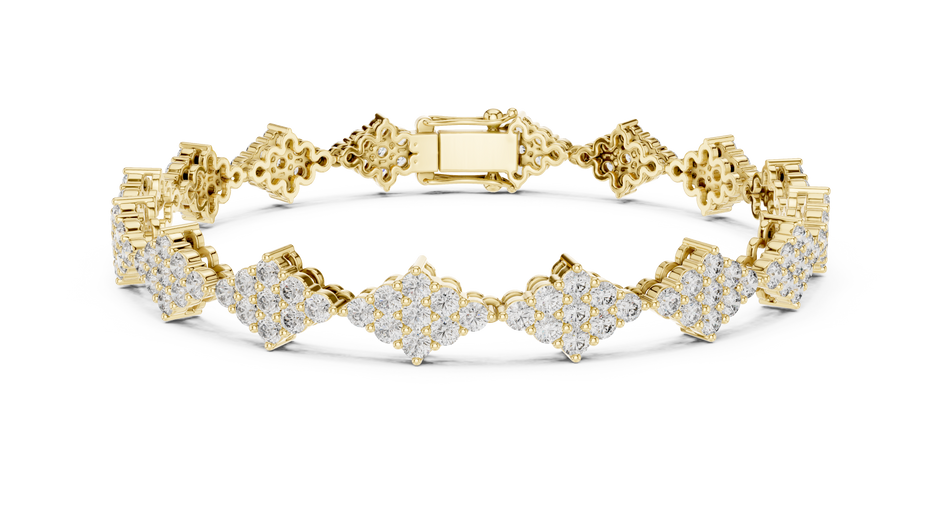 Diamond Cluster Motif Lab Grown Diamond Tennis Bracelet