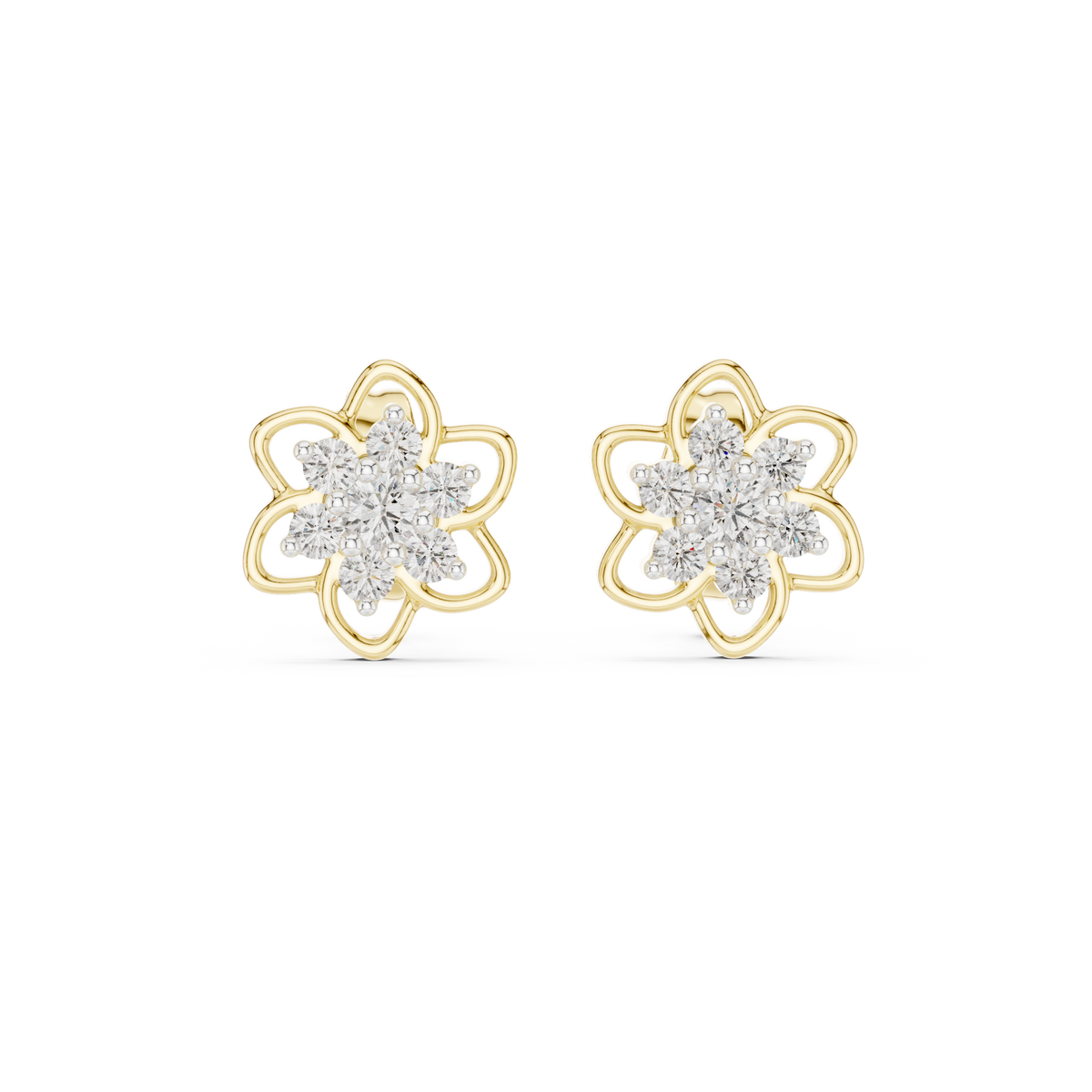 Round Cluster Petal Lab Grown Diamond Earring