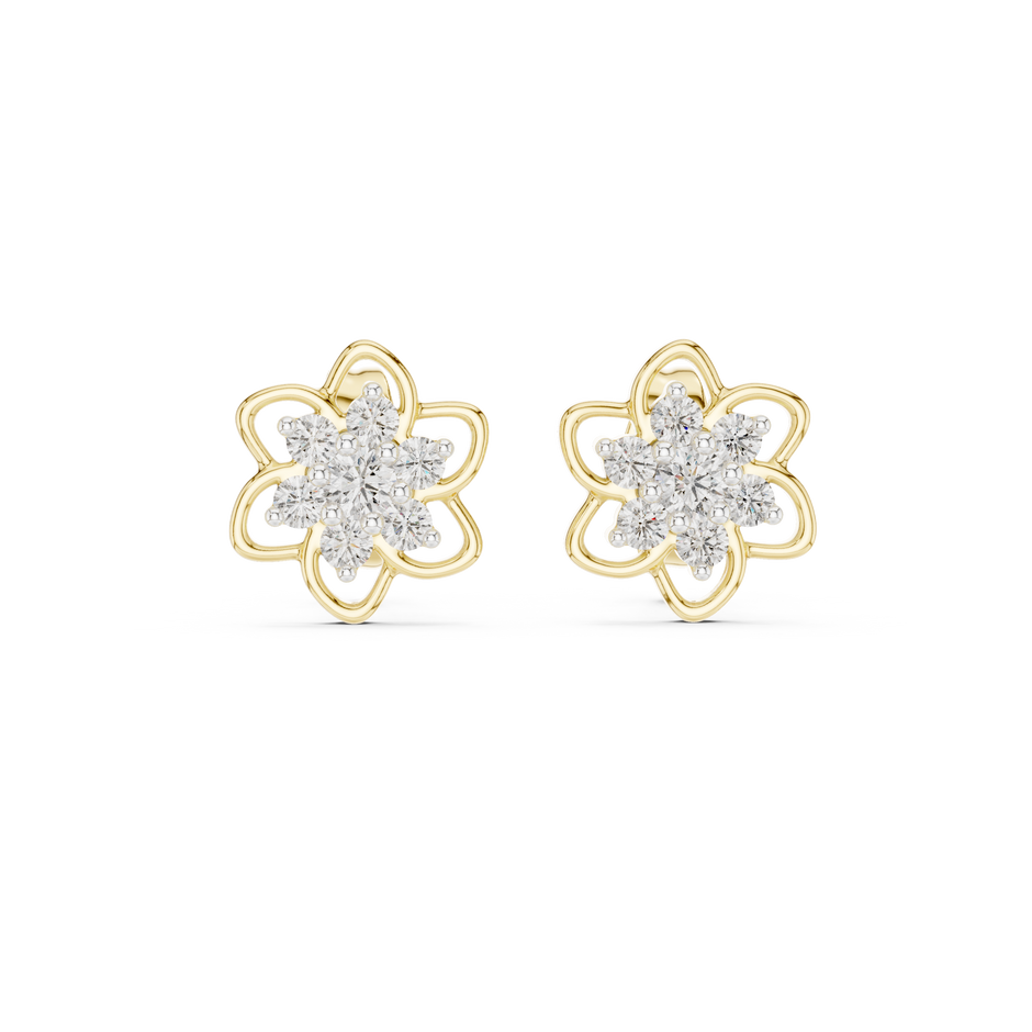 Round Cluster Petal Lab Grown Diamond Earring