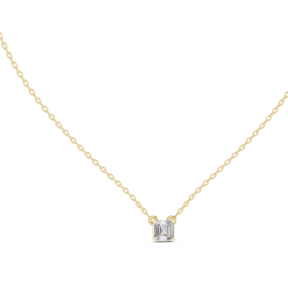 Asscher Cut Lab Grown Diamond Floating Solitaire Pendant