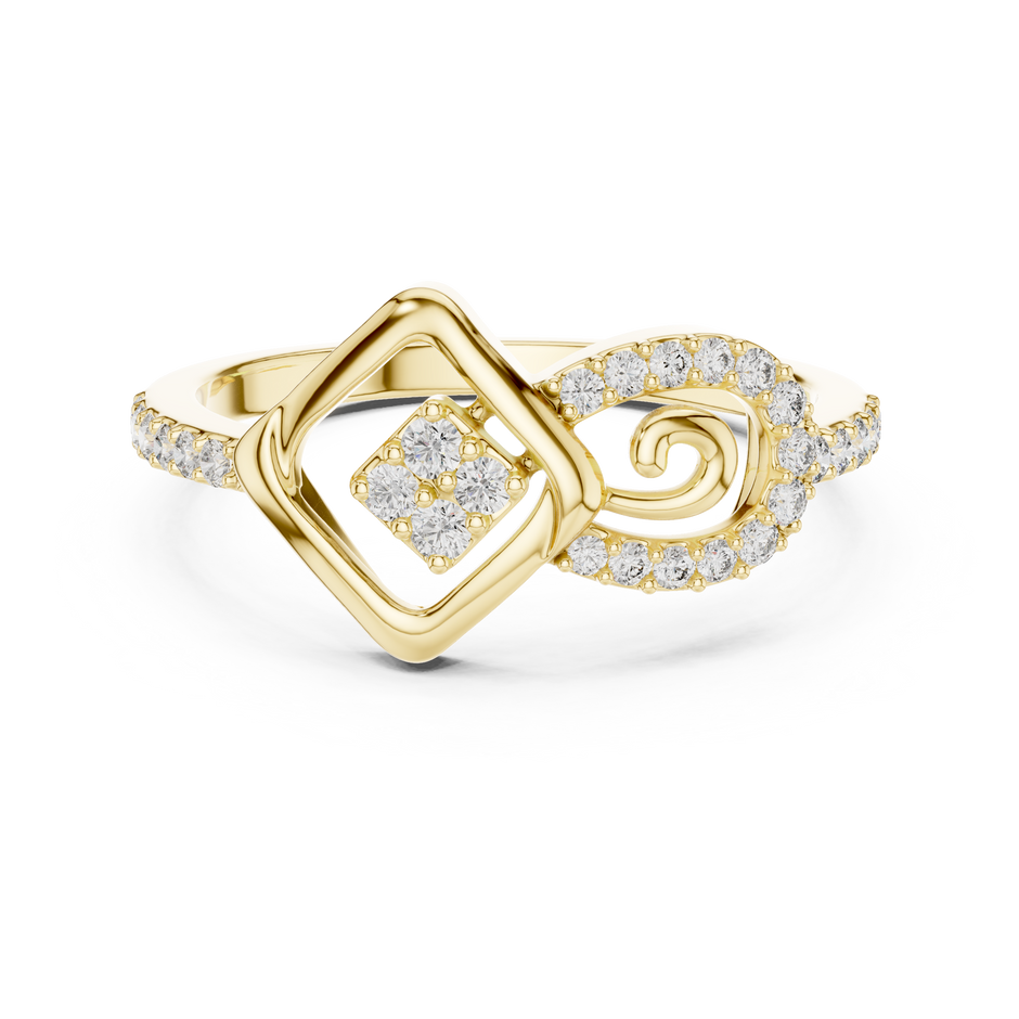 Asymmetrical Interlocking Square Pave Lab Grown Diamond Swirl Ring