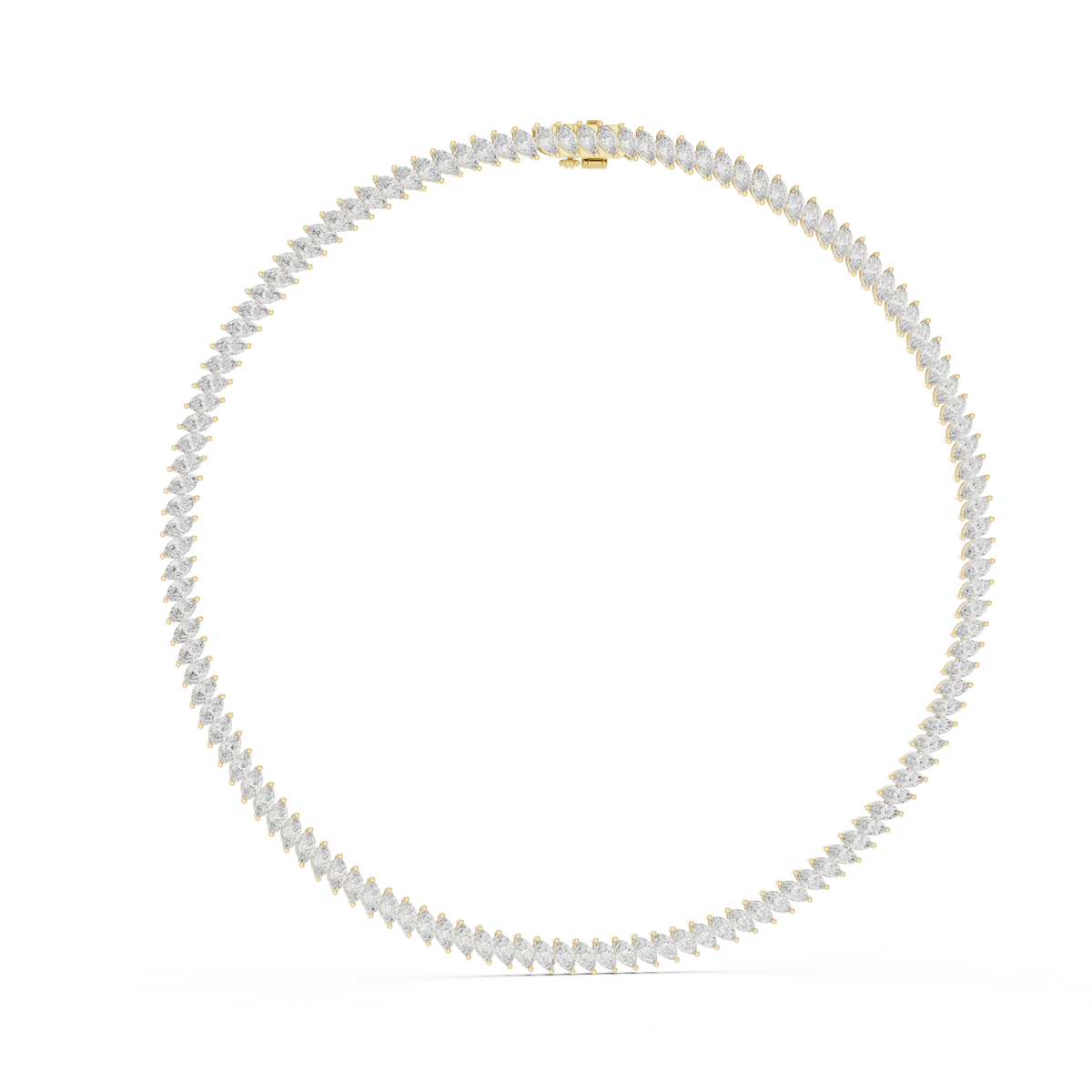 Graduated Angled Marquise Cut Lab Grown Diamond Tennis Necklace