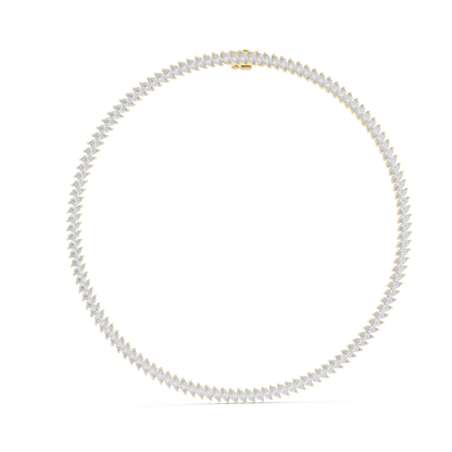 Graduated Angled Marquise Cut Lab Grown Diamond Tennis Necklace